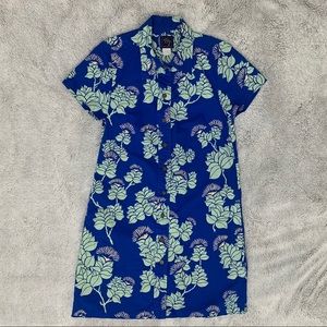 Sig Zane Button Front Short Sleeve Dress in Blue